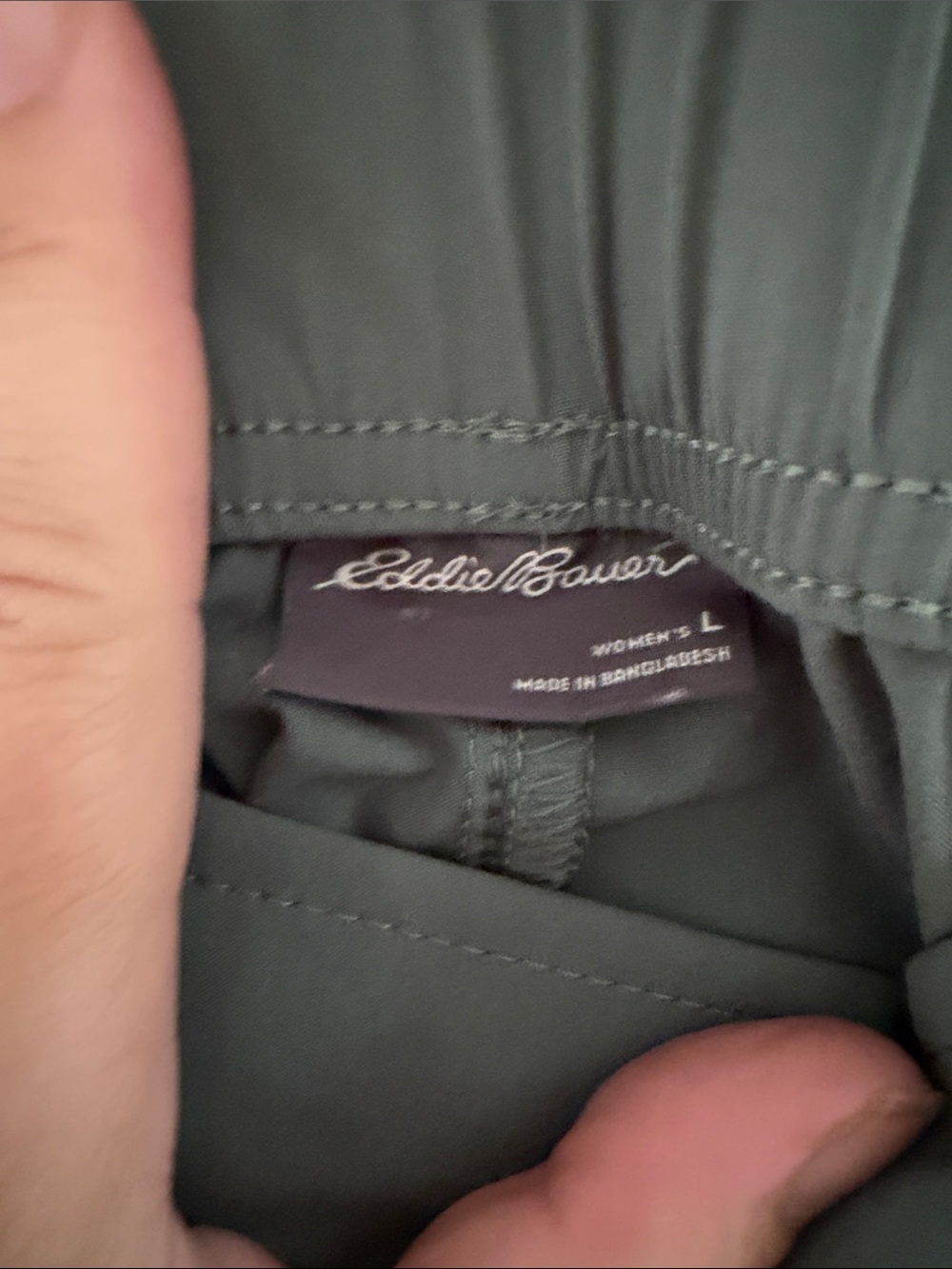Eddie Bauer Olive Green Elastic Waist Pants Size Large - Picture 2 of 2
